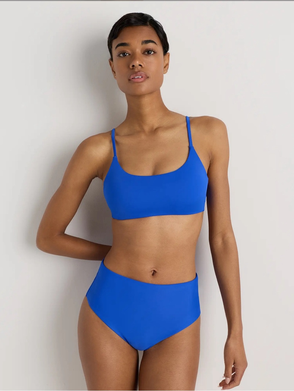 Quince Italian Scoop Neck Bikini Top Color Electric Blue NEW w/ Tag
